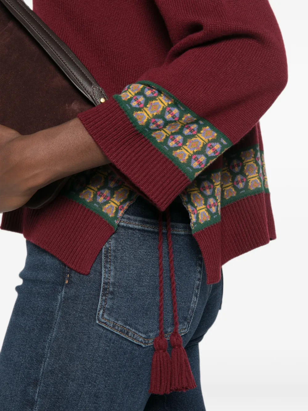 ETRO Trui met geometrisch patroon en kwastje Rood