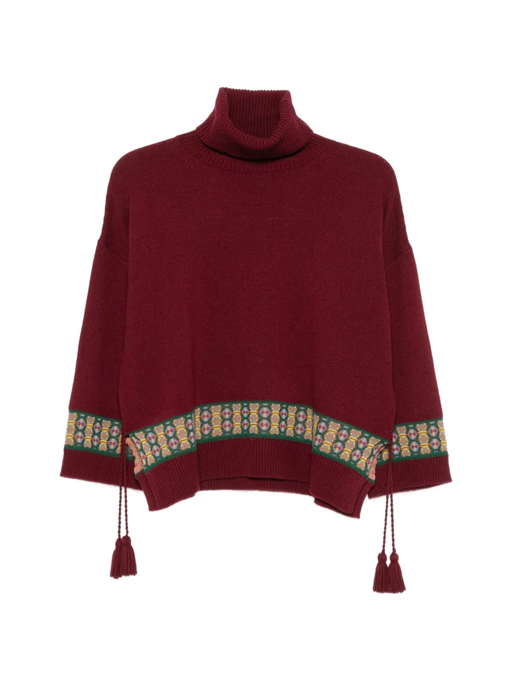 ETRO geometric-pattern tassel-detail sweater - Rosso