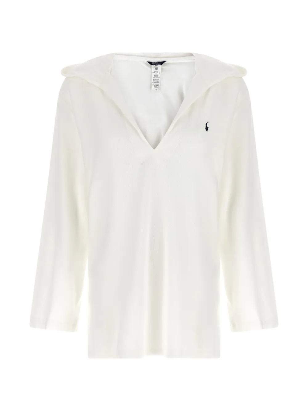 Polo Ralph Lauren embroidered-logo V-neck hoodie - Bianco