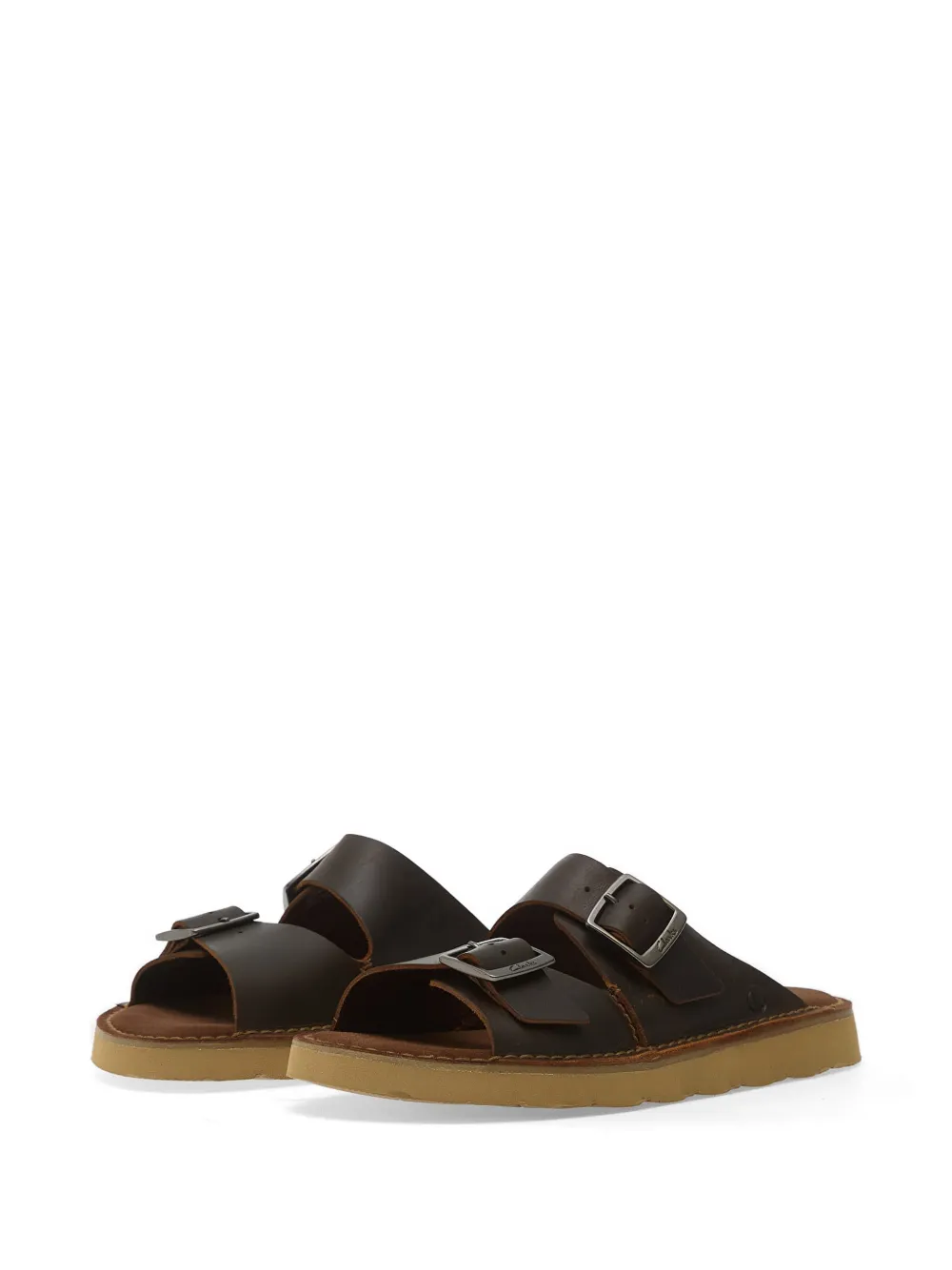 Clarks Solsbury leren sandalen met gespsluiting Bruin