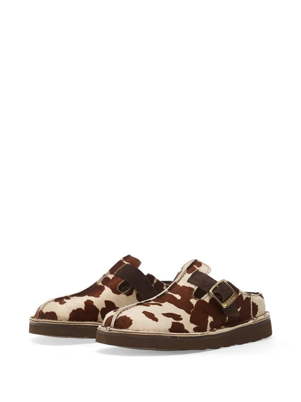Clarks Sneakers met gespsluiting en koeien-print Bruin