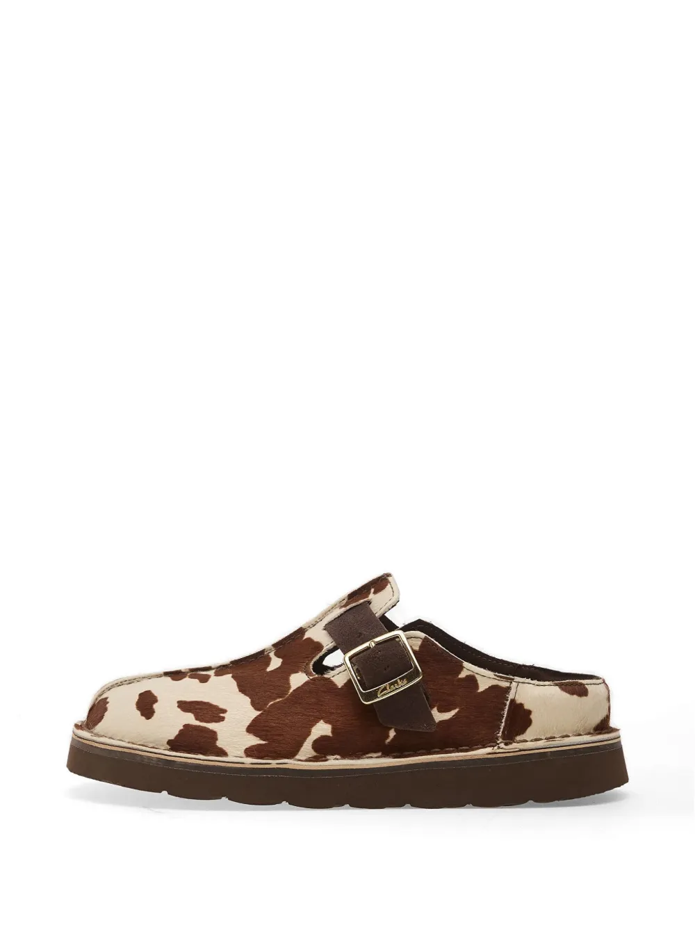 Clarks Sneakers met gespsluiting en koeien-print Bruin