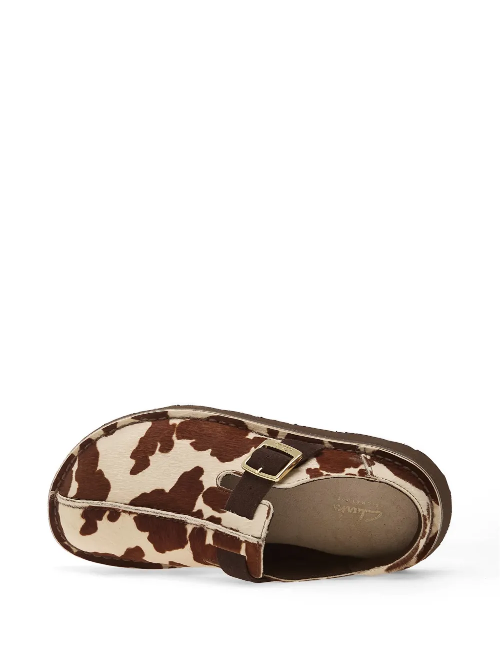 Clarks Sneakers met gespsluiting en koeien-print Bruin