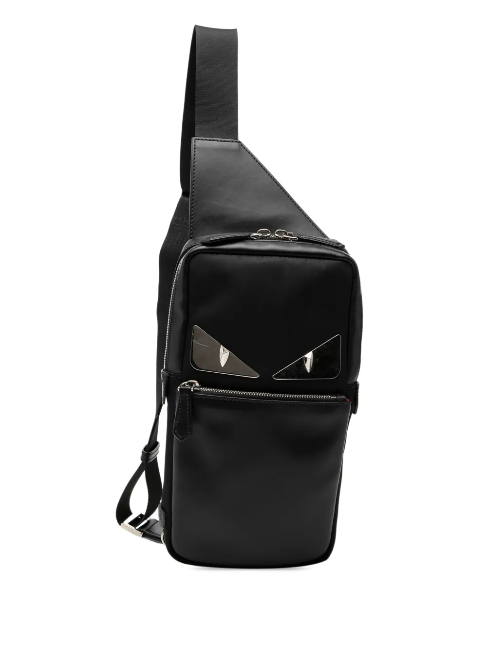 Fendi Pre-Owned 2010-2026 Leather and Nylon Monster Sling Bag crossbody bag - Nero
