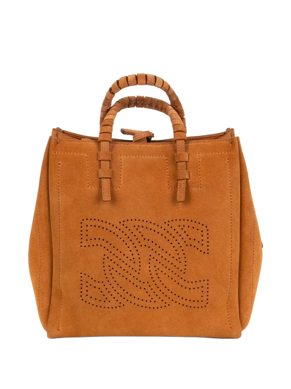 Casadei Perforated-logo Tote Bag In Brown