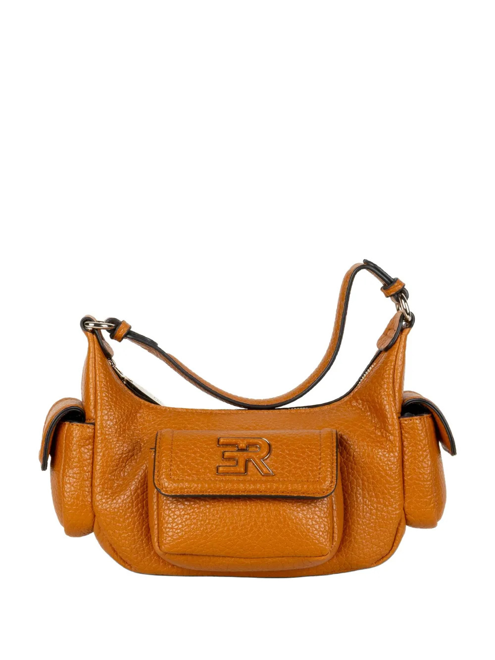 Ermanno Firenze Multi-pocket Grained Leather Shoulder Bag In Orange