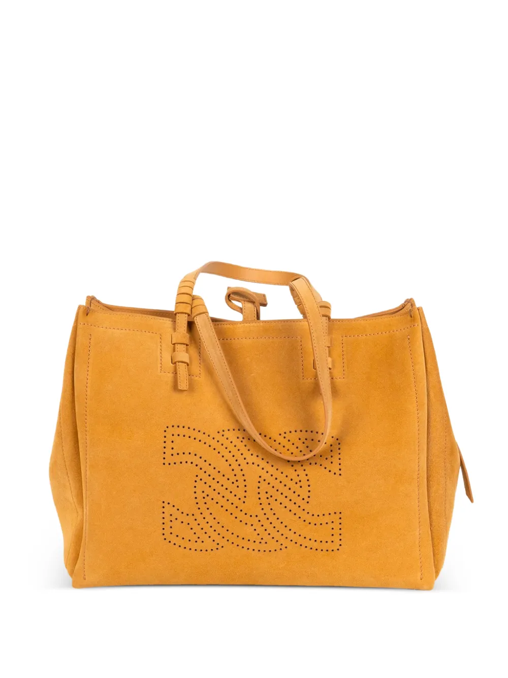 Casadei perforated-logo suede tote bag - Neutrals