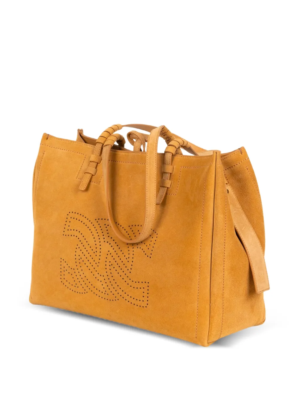 Casadei Suède shopper met geperforeerd logo Beige