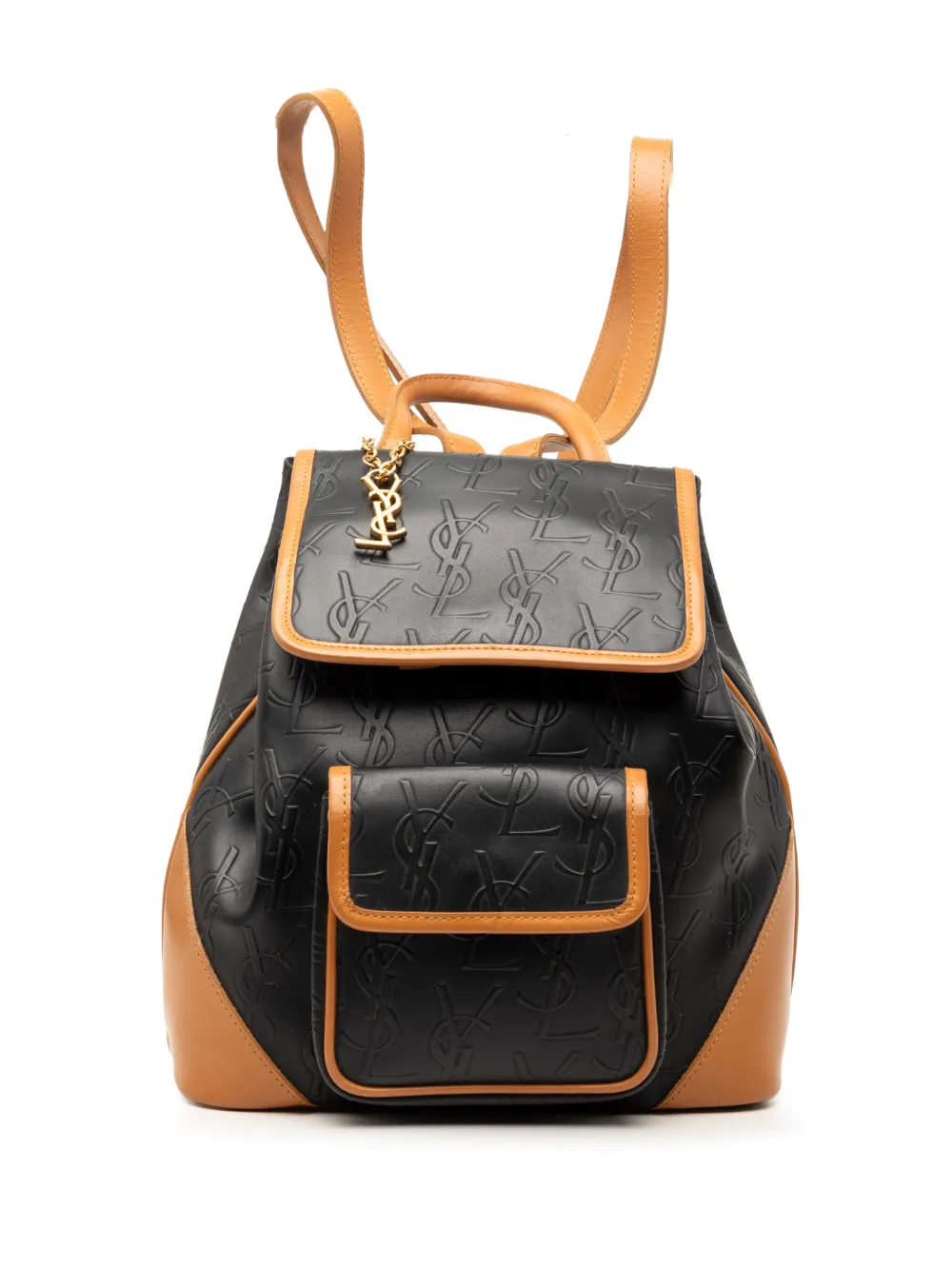 Saint Laurent Pre-Owned 20th Century Monogram Embossed Leather backpack - Nero