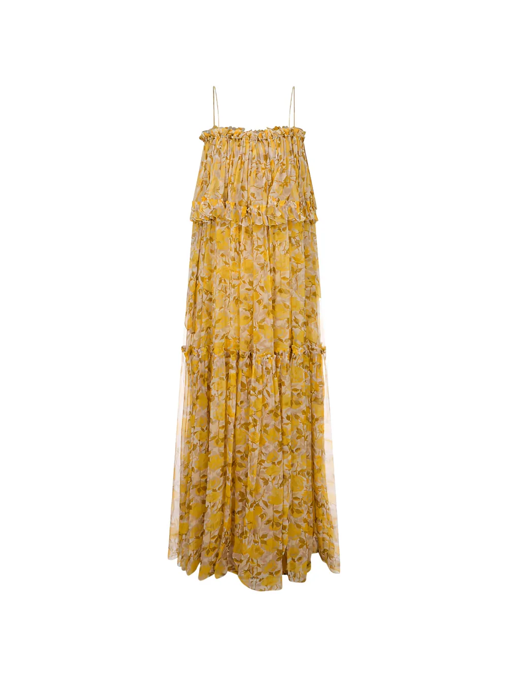 Chloé rose-print ruffled dress - Gelb