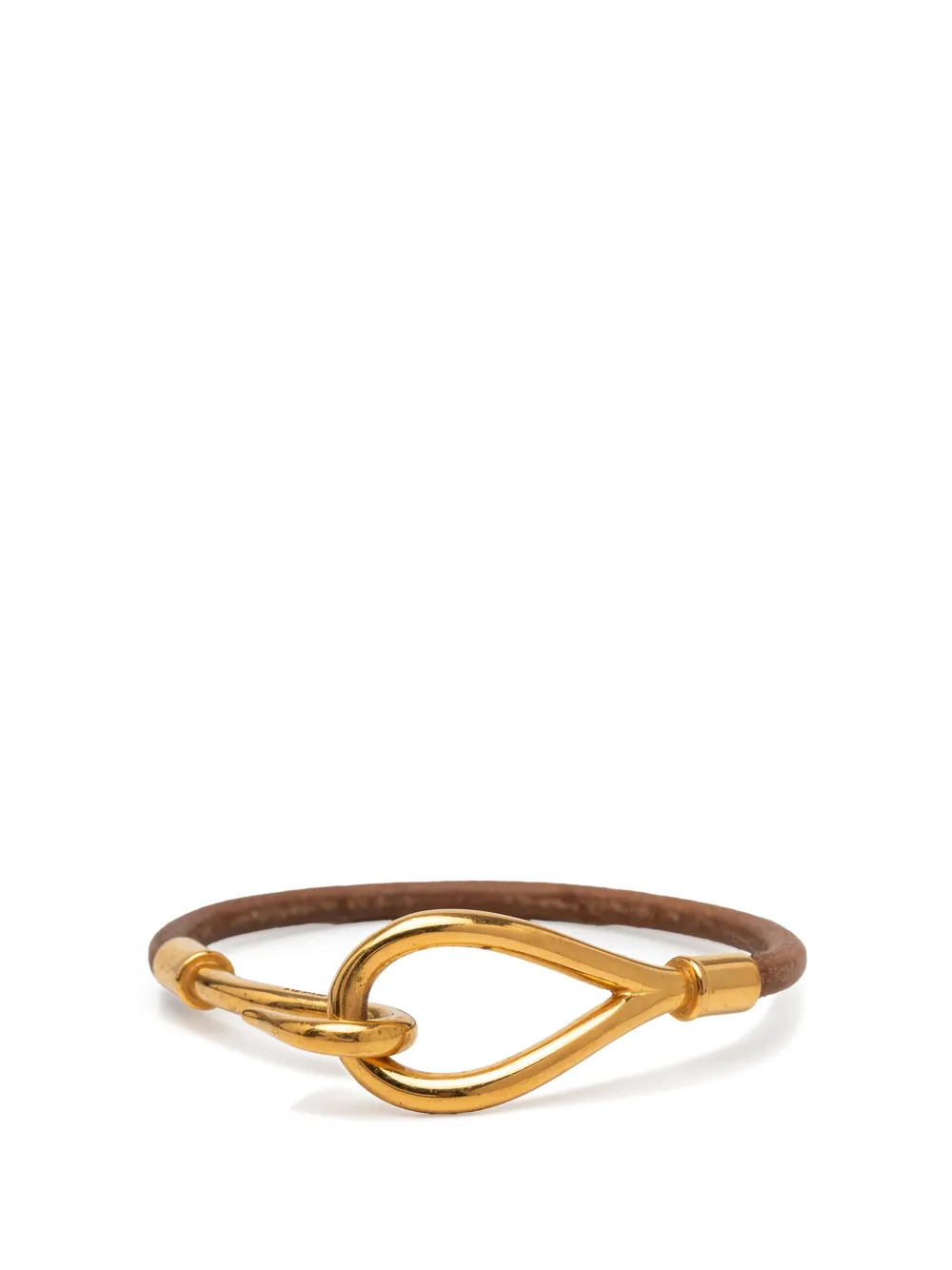 Hermès Pre-Owned 2000-2020 Calfskin and Gold Plated Jumbo hook Bracelet costume bracelet - Brown
