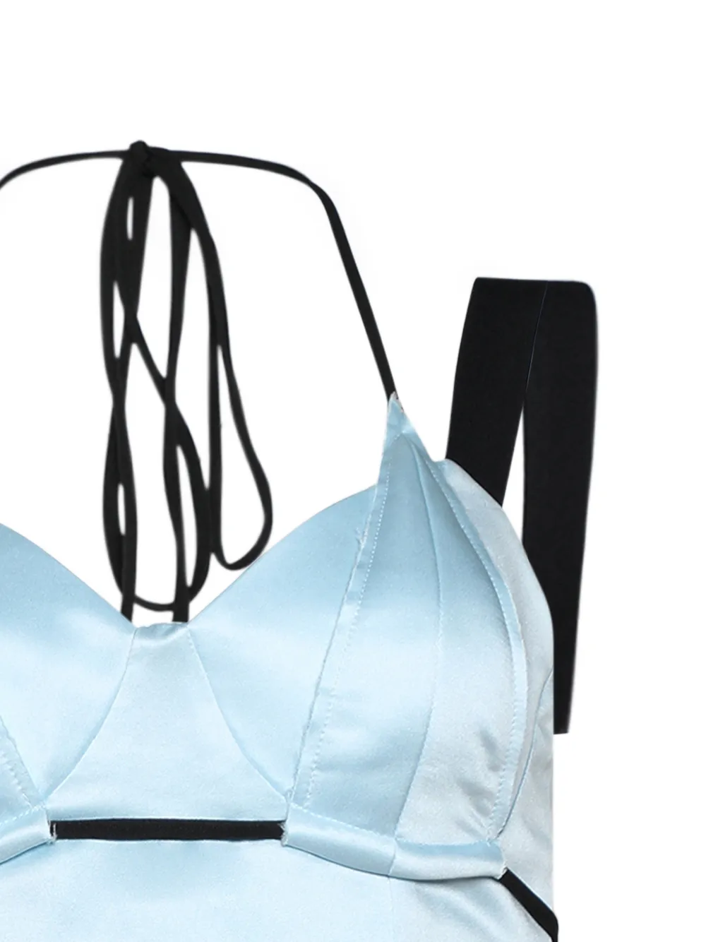 Natasha Zinko Bh-top met satijnen afwerking en vlakken Blauw