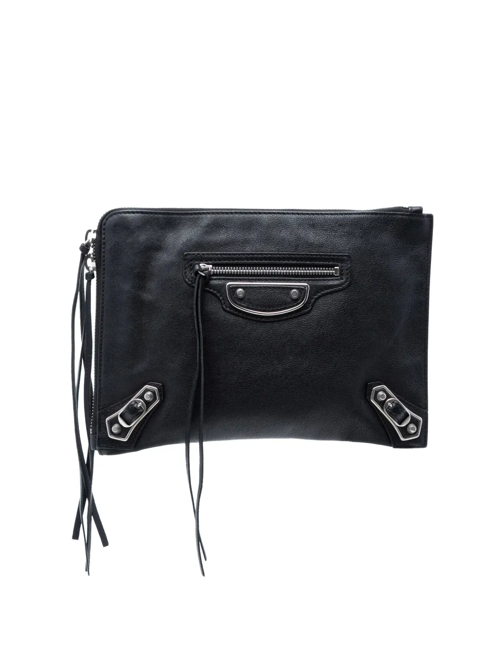 Balenciaga Pre-Owned 2017 Chevre Motocross Classic Metallic Edge clutch bag - Nero