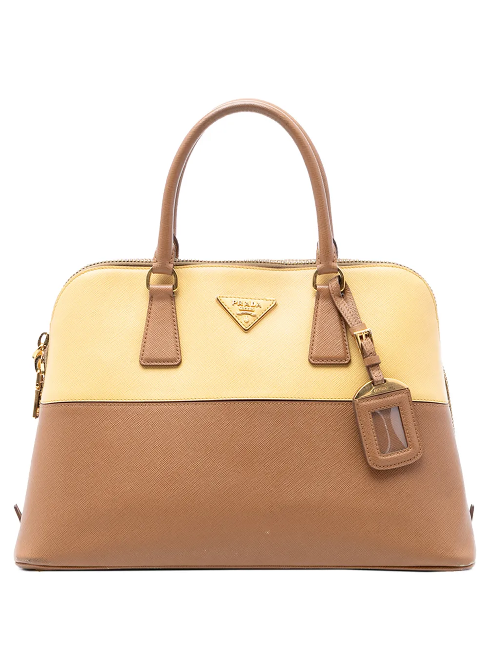 Prada Pre-Owned 2010-2026 Medium Bicolor Saffiano Lux Promenade satchel - Brown