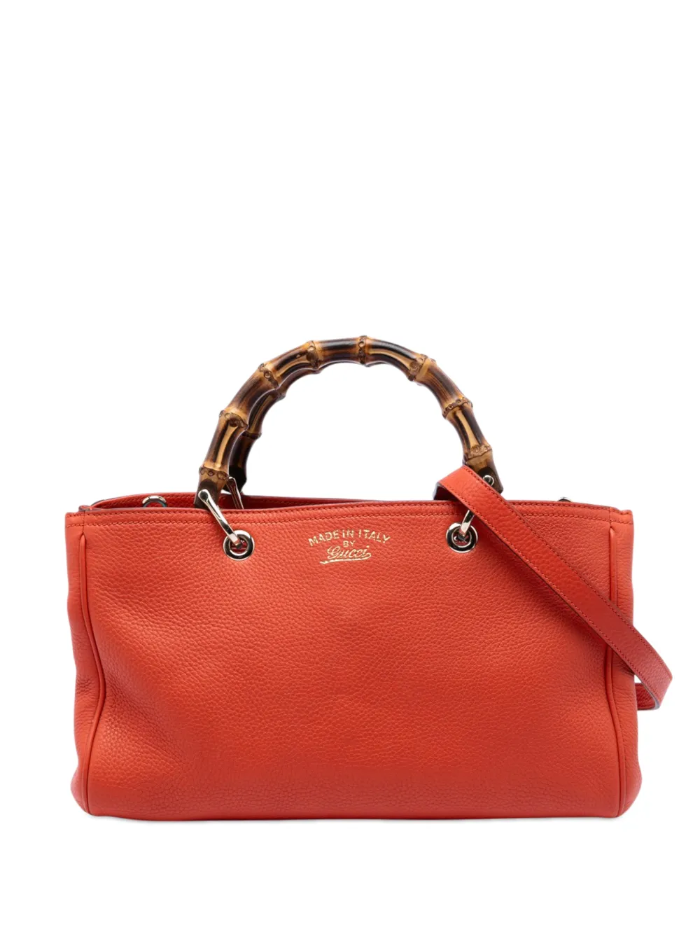 Gucci Pre-Owned 2016-2026 Medium Calfskin Bamboo Shopper satchel - Orange