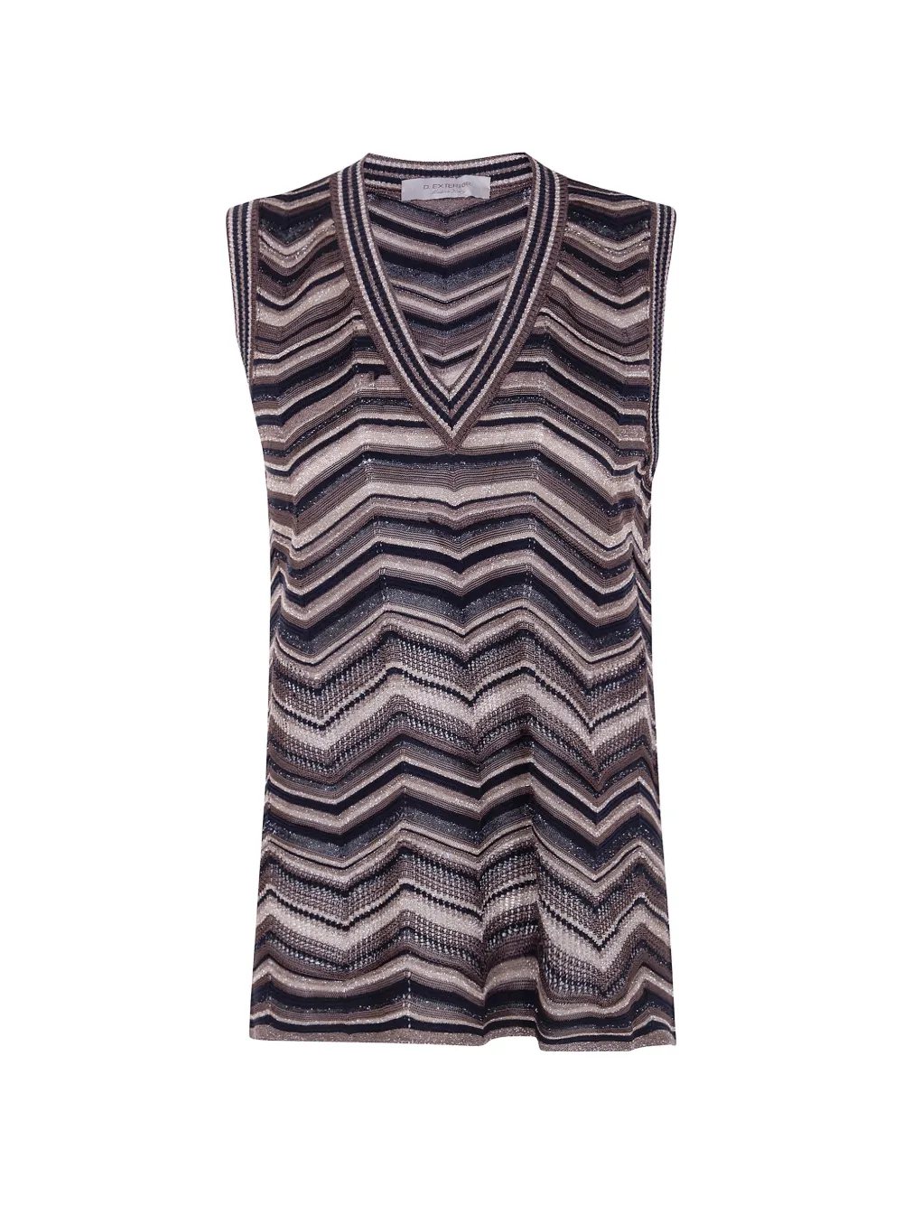 D.Exterior chevron-knit V-neck top - Braun