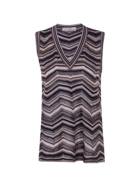 D.Exterior chevron-knit V-neck top