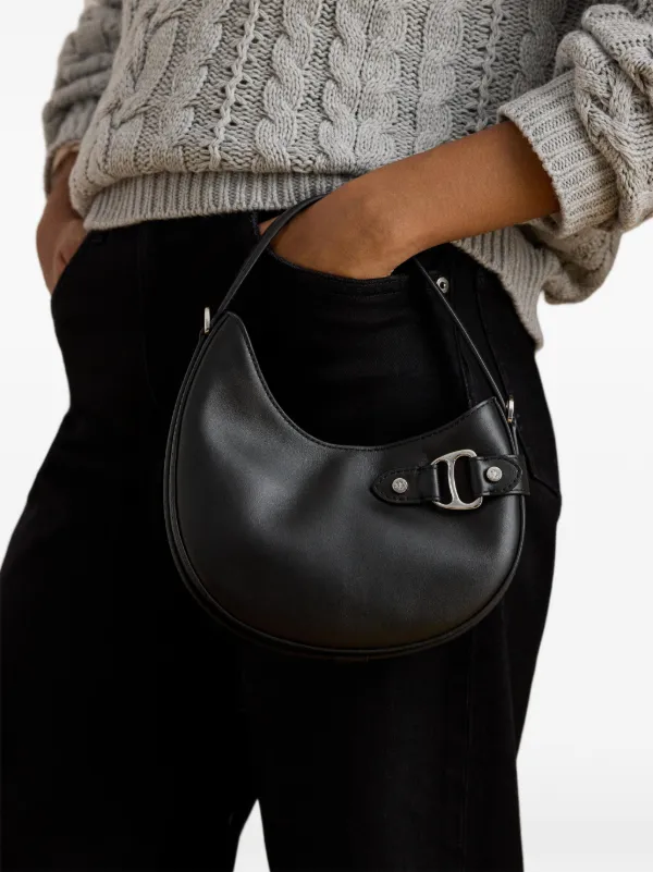 Lauren Ralph Lauren Small Tasha D-ring Leather Tote Bag | Black