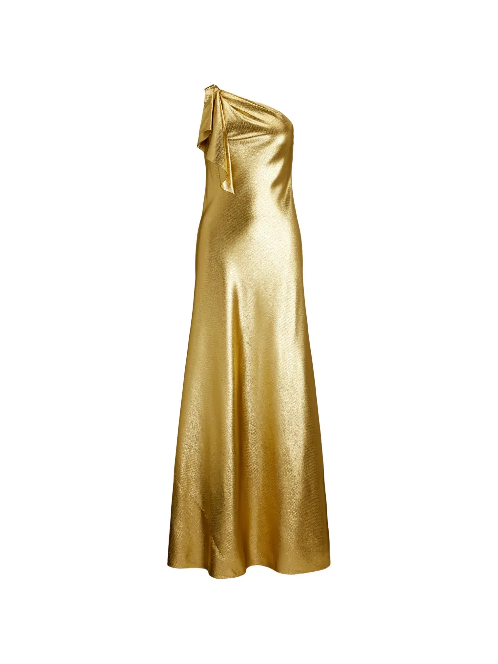Lauren Ralph Lauren metallic one-shoulder maxi gown - Oro