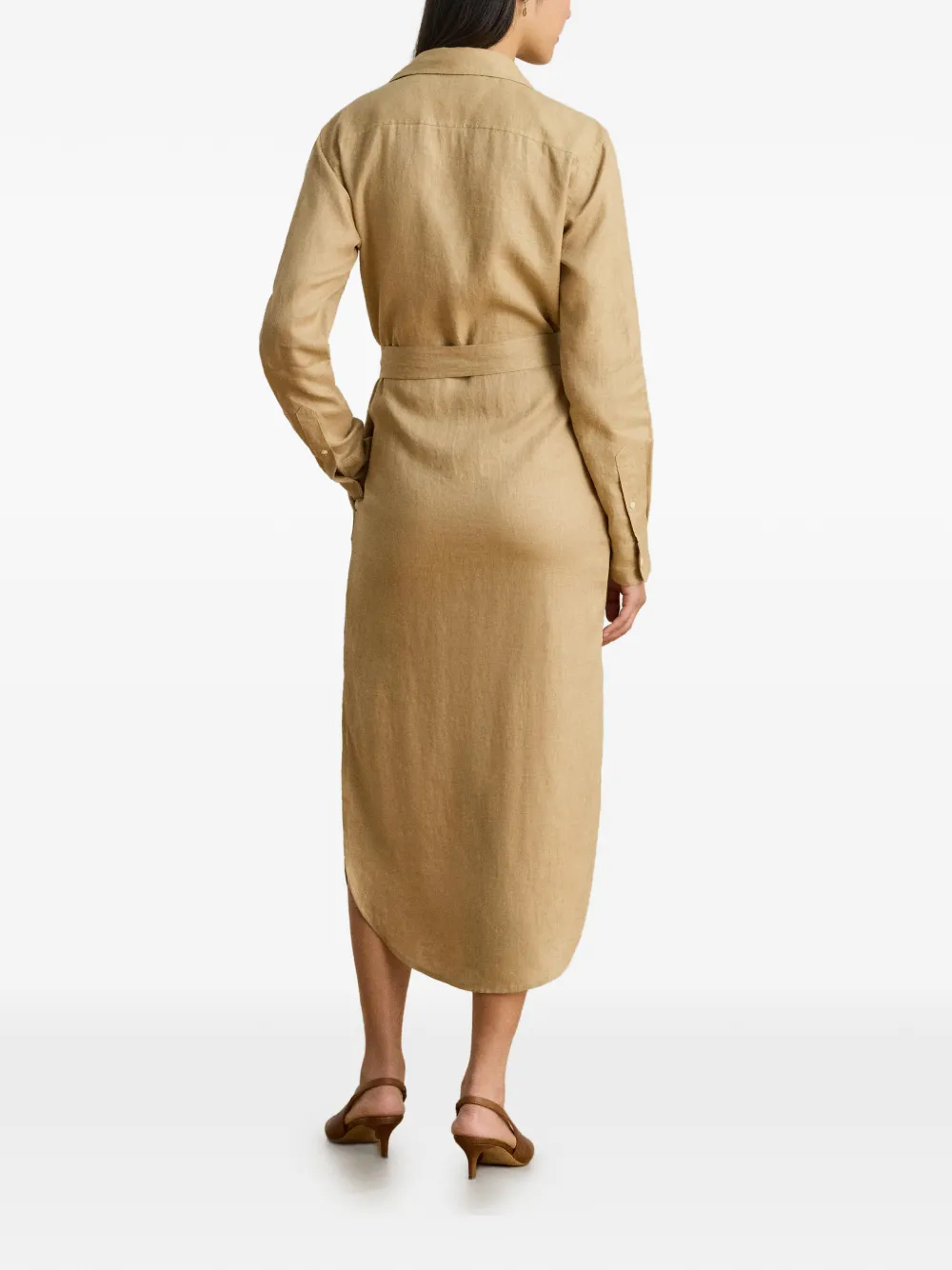 Lauren Ralph Lauren Linnen midi-blousejurk Beige
