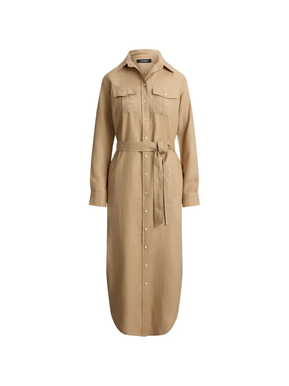 Lauren Ralph Lauren belted patch-pocket midi shirtdress - Toni neutri