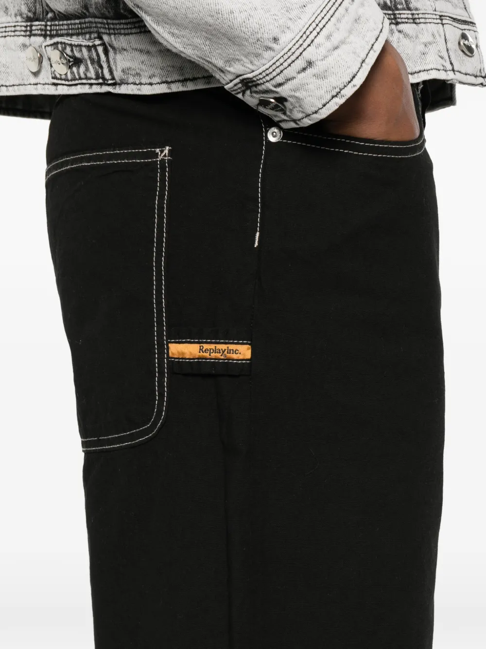 Replay Shorts met contrasterende stiksels Zwart