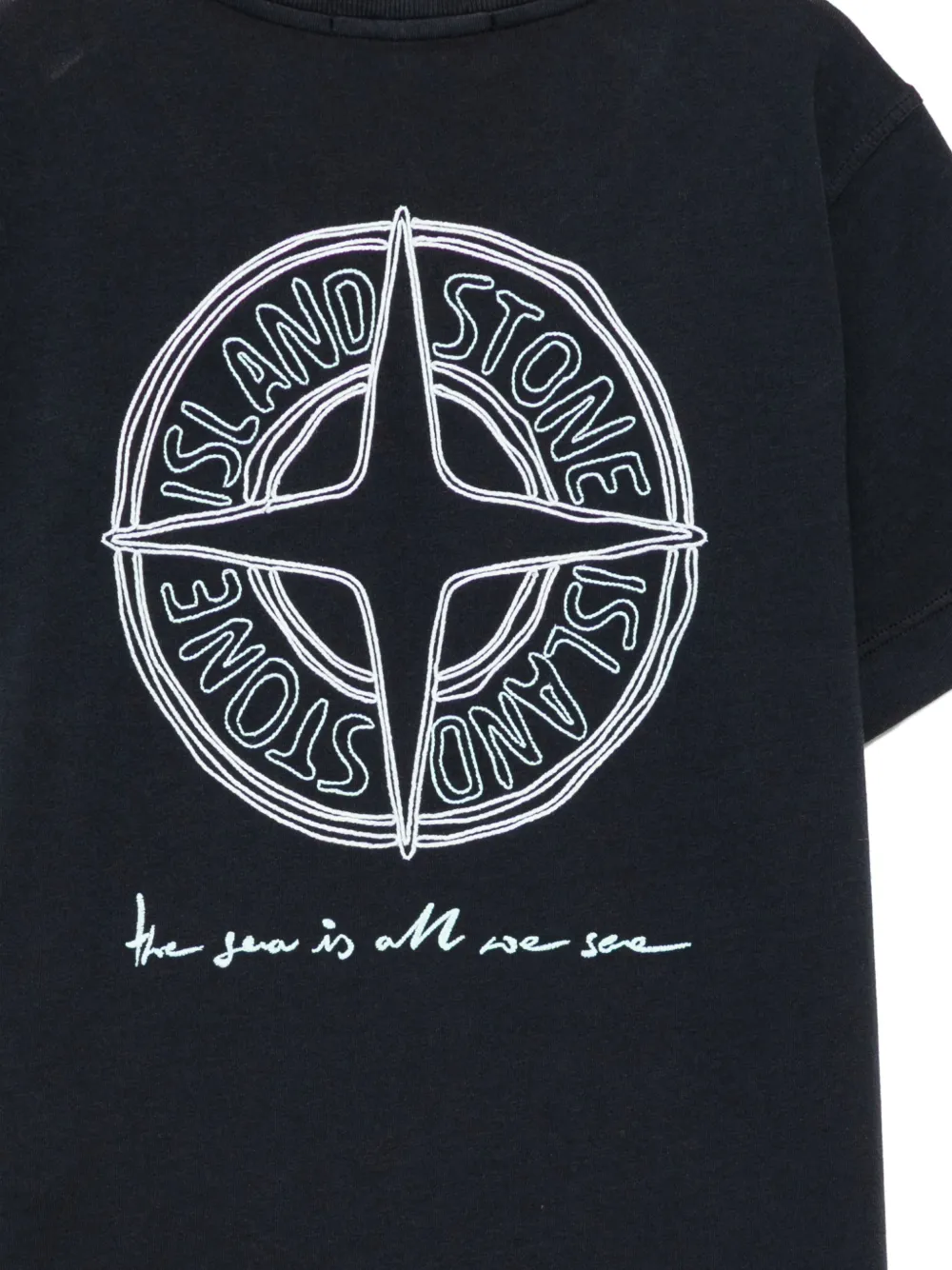 Stone Island Junior T-shirt met logoprint Blauw