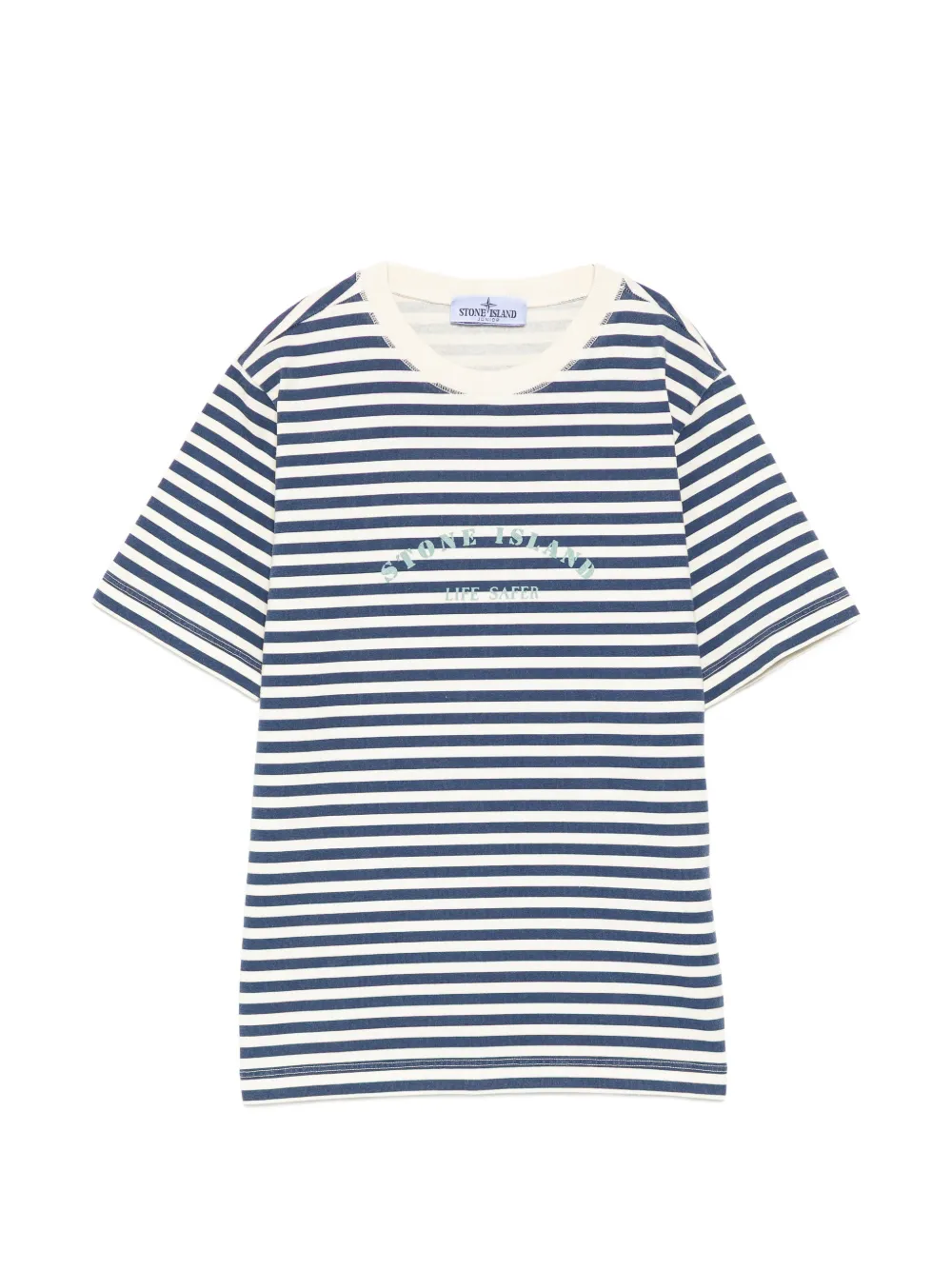 Stone Island Junior striped logo-print T-shirt - Blu