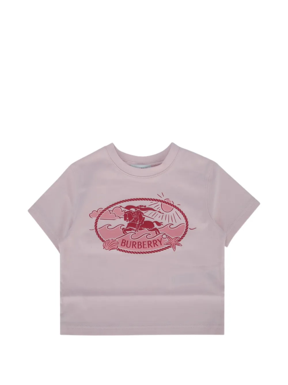 Burberry Kids logo-print shoulder-button t-shirt - Rosa