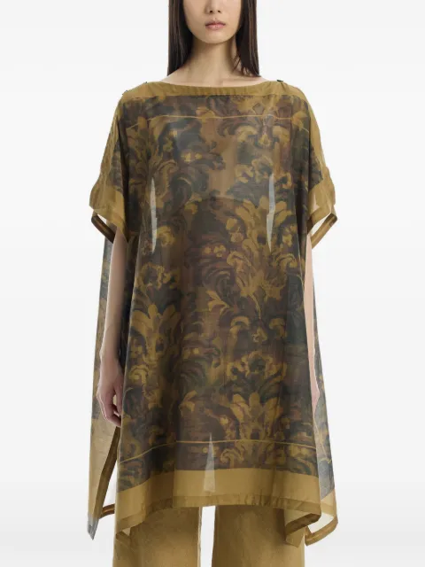 INTO THE EAST damask-print button-detail top