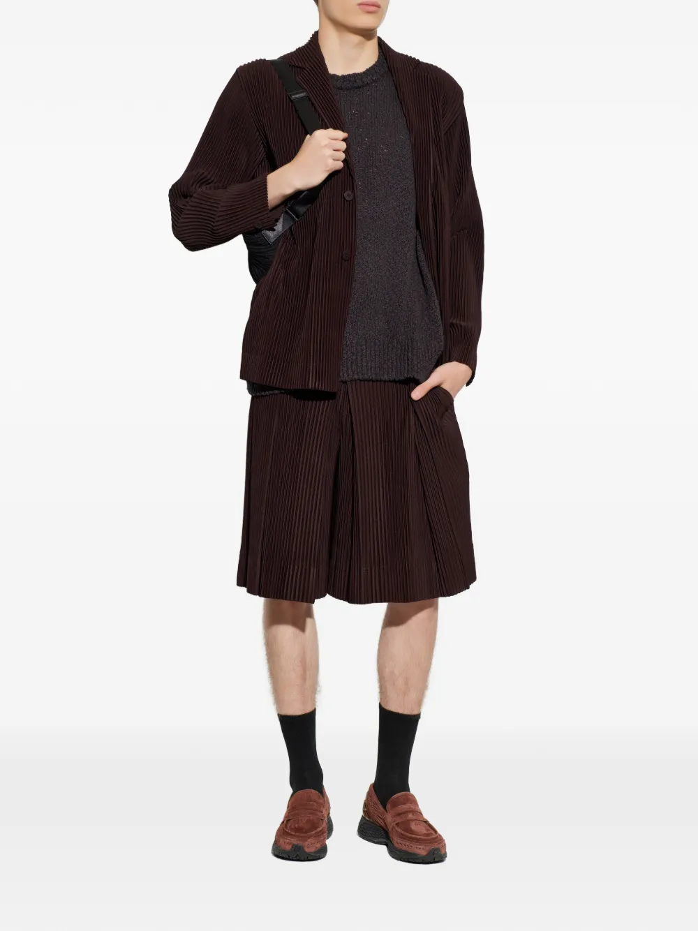 Homme Plissé Issey Miyake Geplooide shorts Bruin