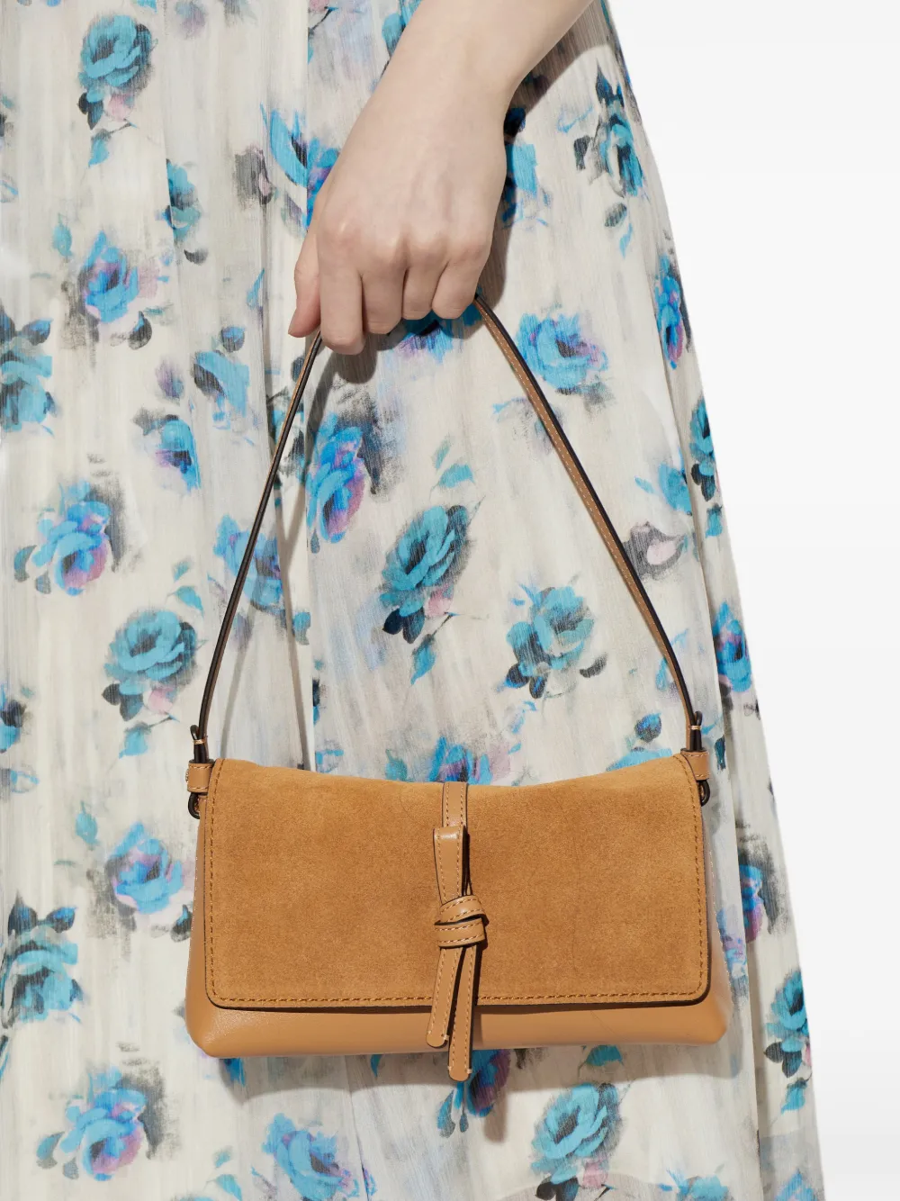 Kate Spade Kleine Loop geknoopte schoudertas met suède vlakken Oranje