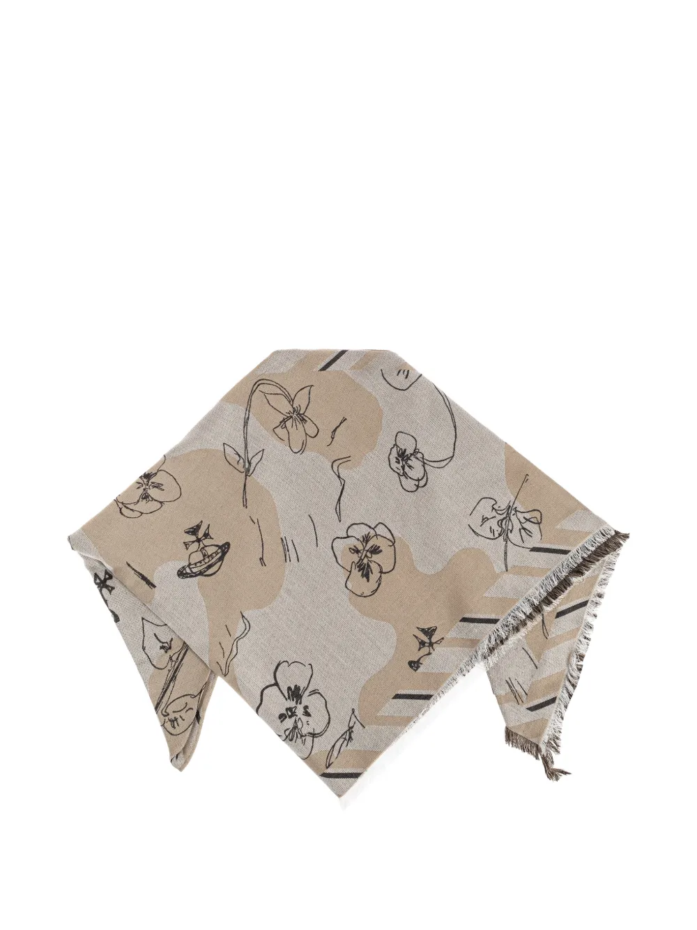 Vivienne Westwood Orb-print frayed scarf - Nude