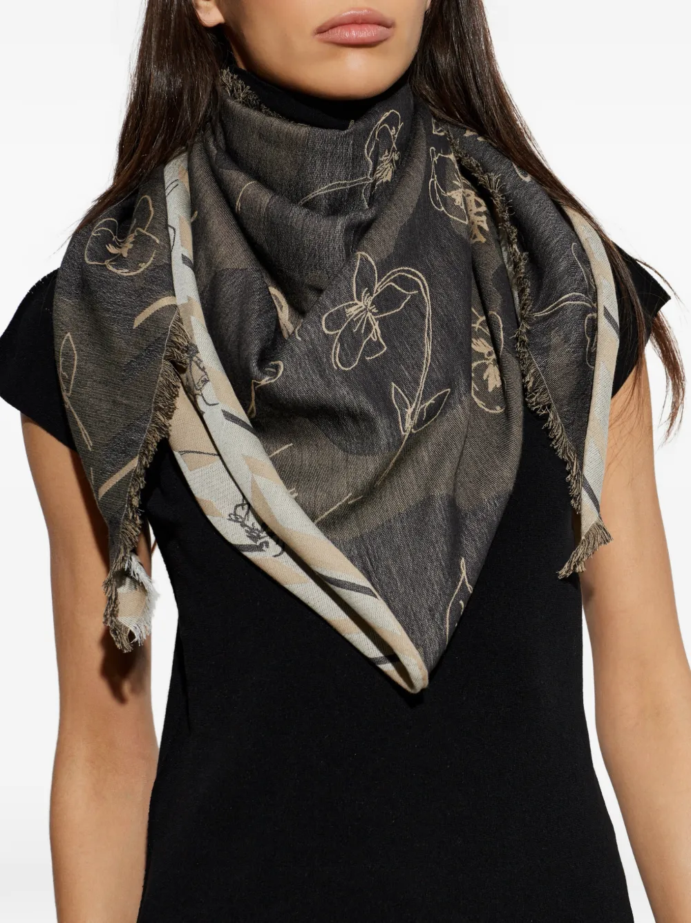 Vivienne Westwood Sjaal met franje en Orb-print Beige