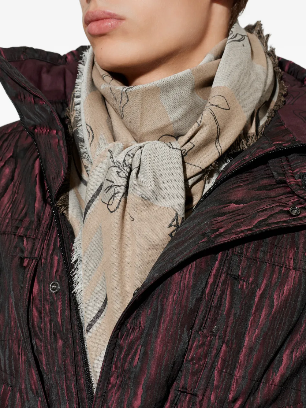 Vivienne Westwood Sjaal met franje en Orb-print Beige