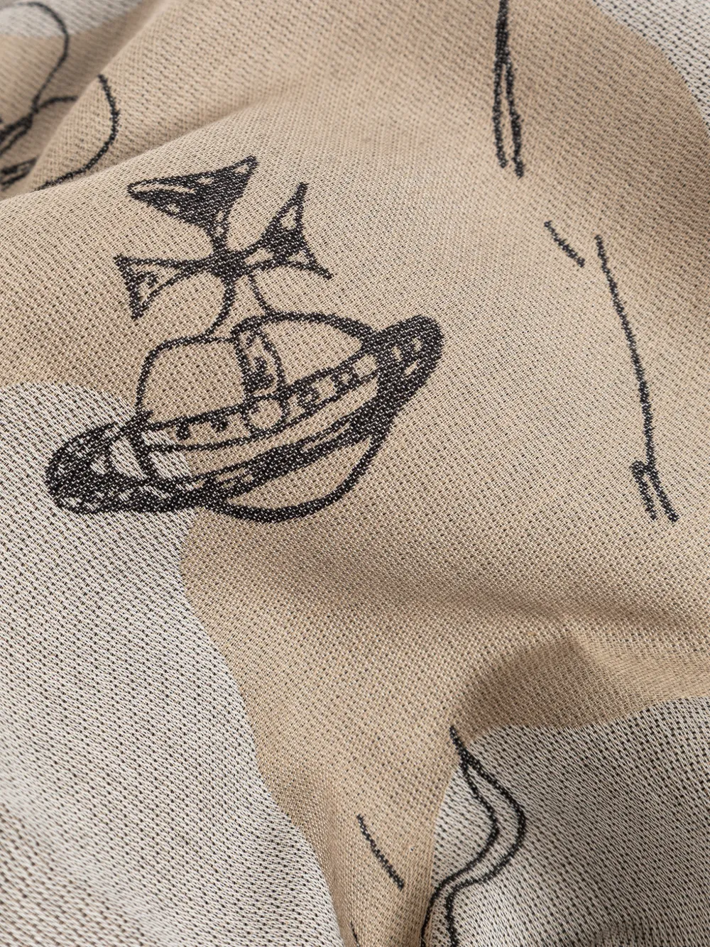 Vivienne Westwood Sjaal met franje en Orb-print Beige