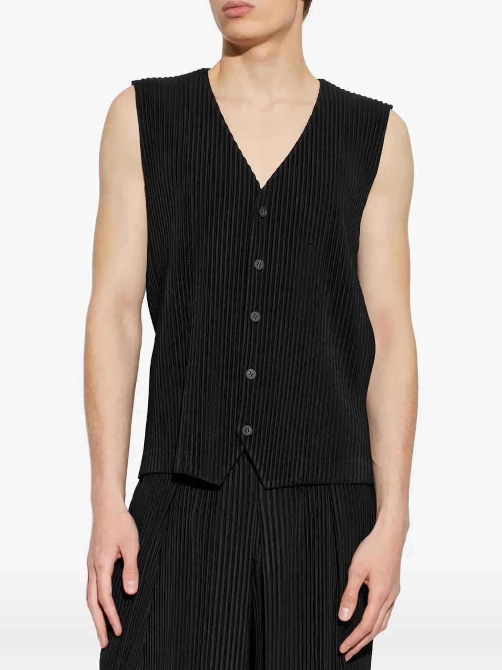 Homme Plissé Issey Miyake Gilet met V-hals Zwart