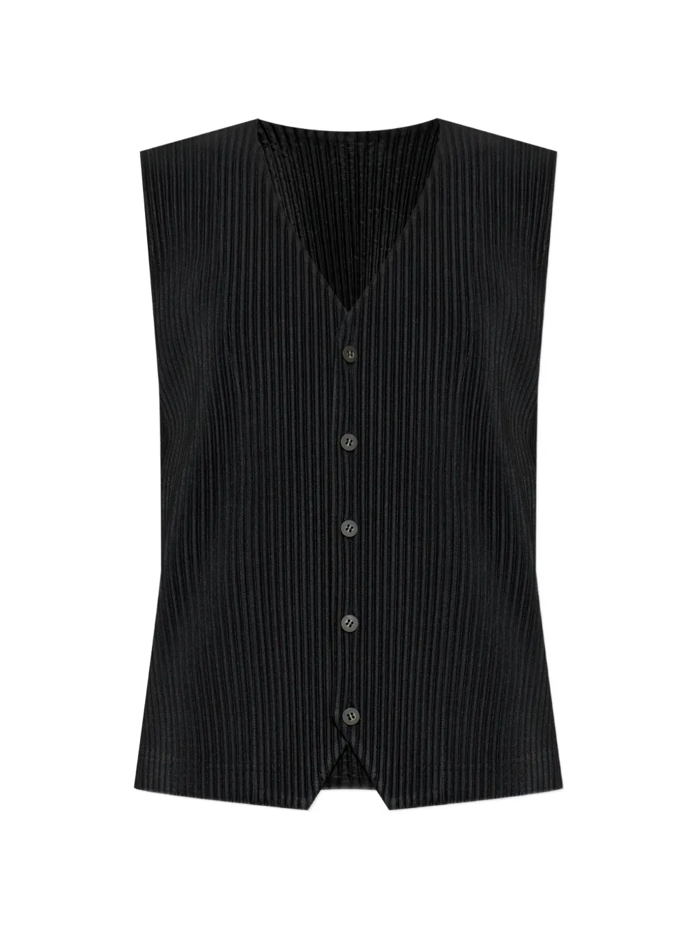 Homme Plissé Issey Miyake pleated V-neck waistcoat - Schwarz