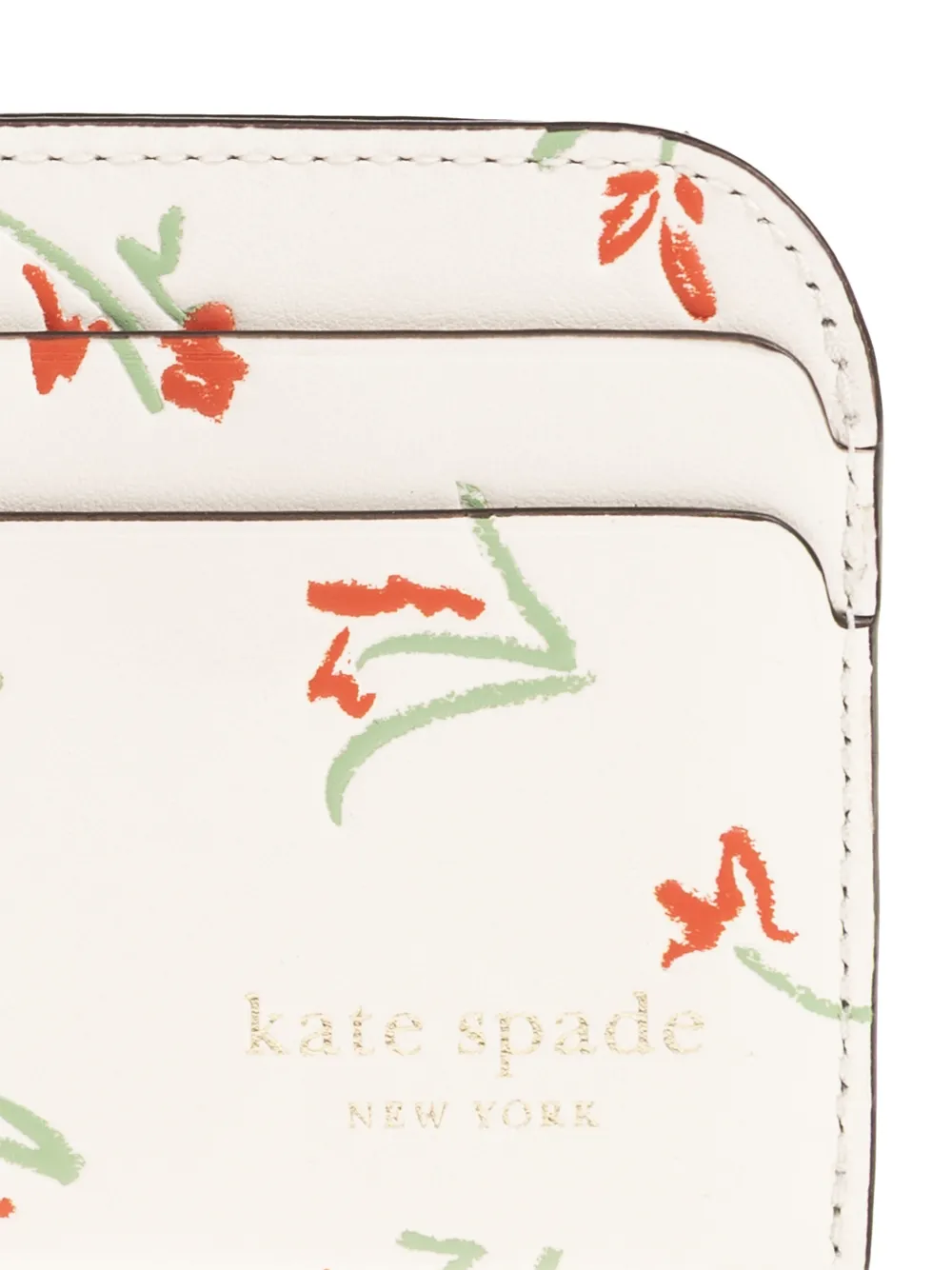 Kate Spade Devin leren pasjeshouder met bloemenprint Wit