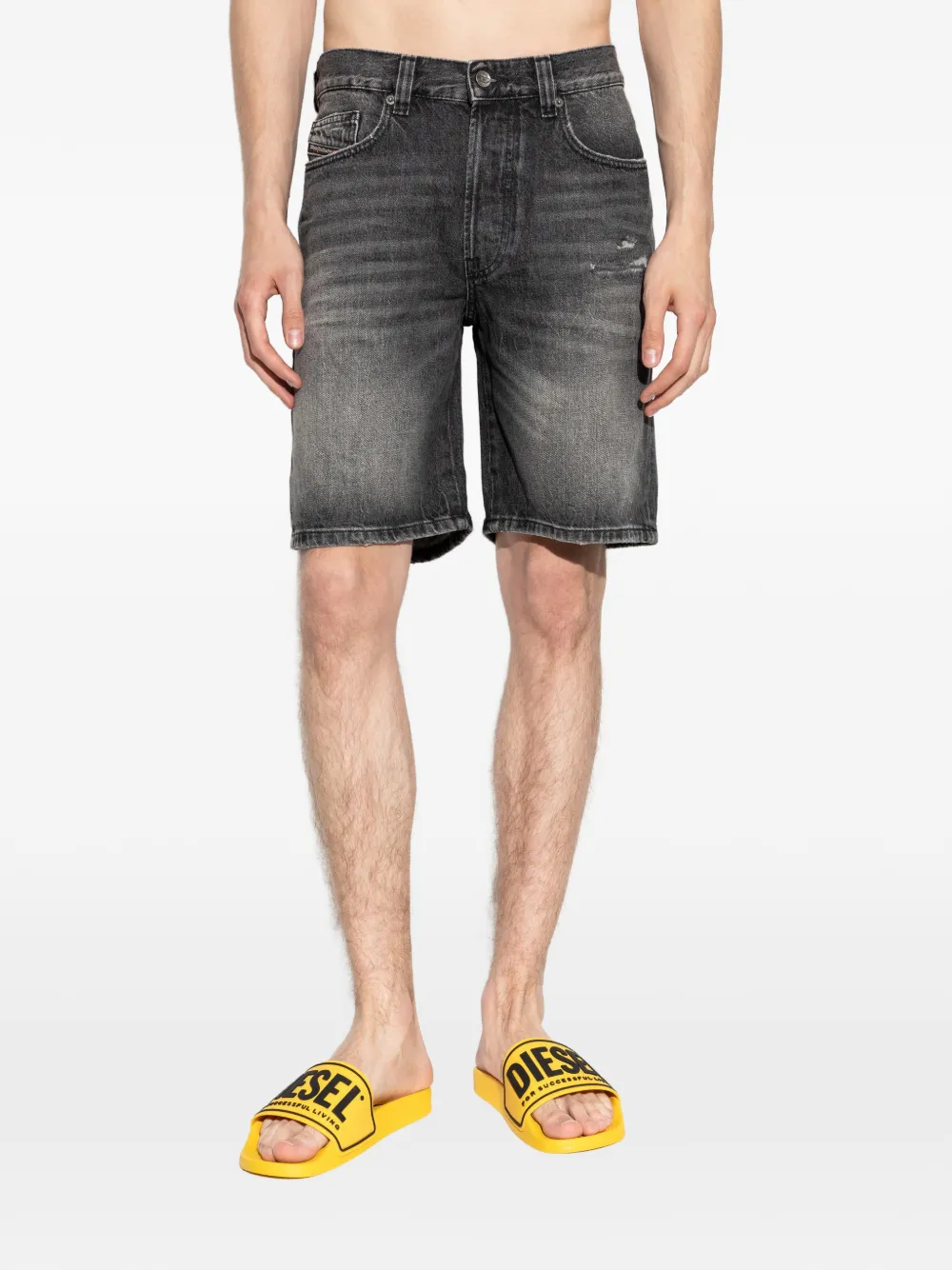 Diesel Gerafelde denim shorts Grijs