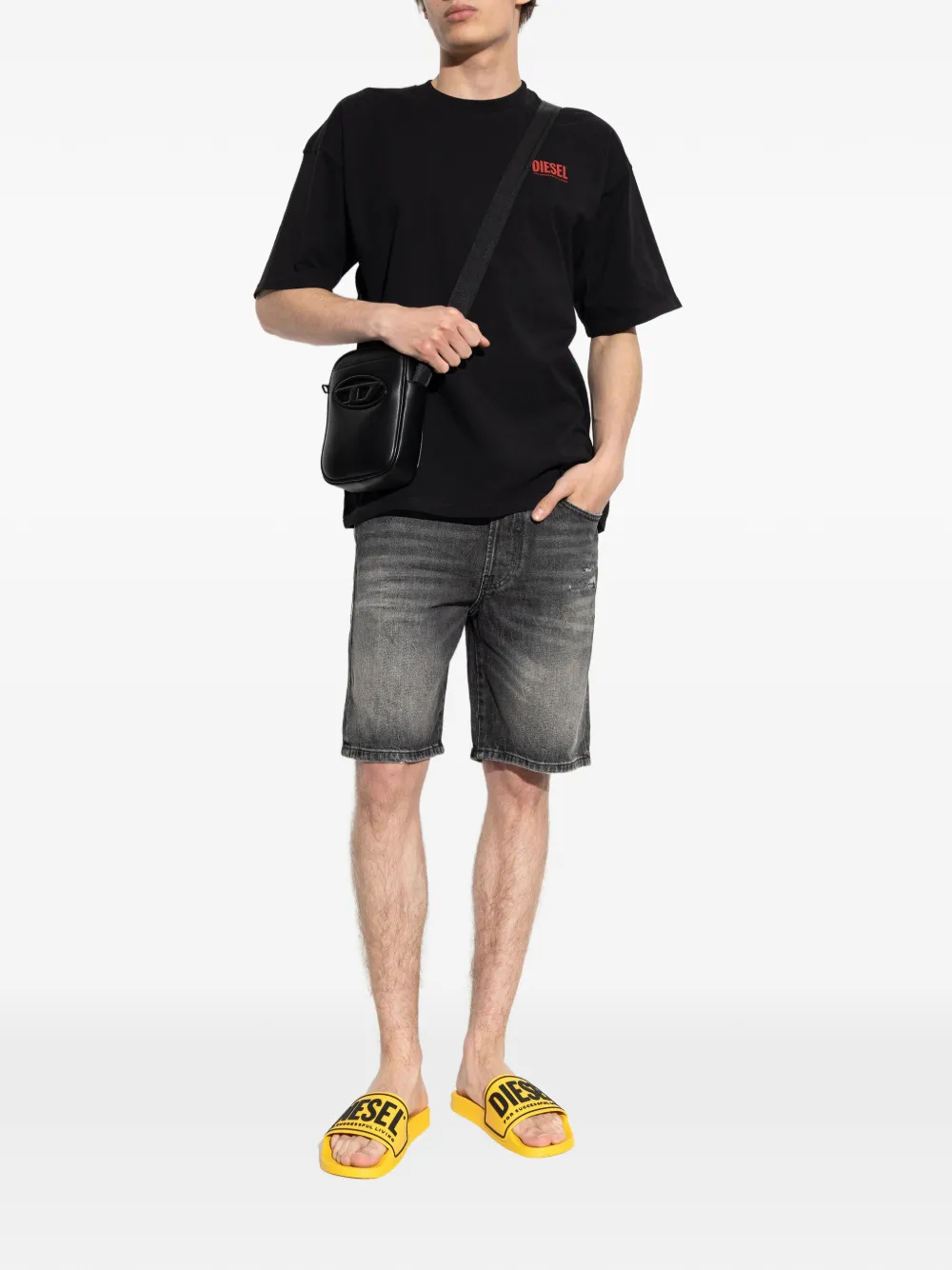 Diesel Gerafelde denim shorts Grijs