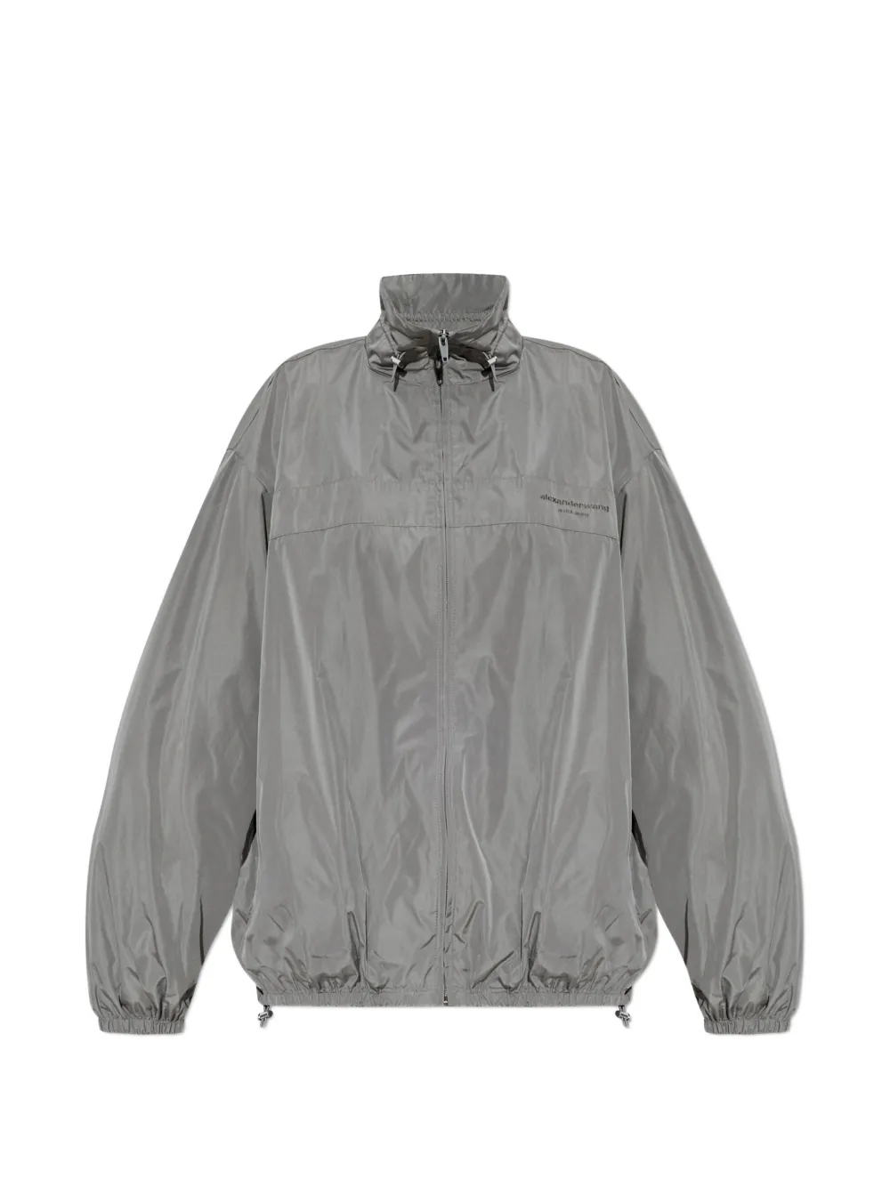 Alexander Wang Logo-print High-neck Jacket In Gray
