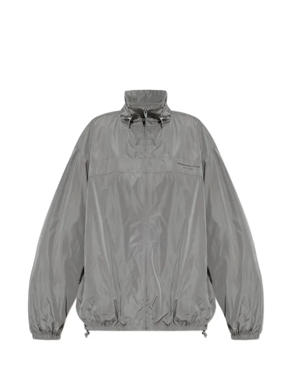 Alexander Wang Gathered Neck Oversized Track Jacket | Grey