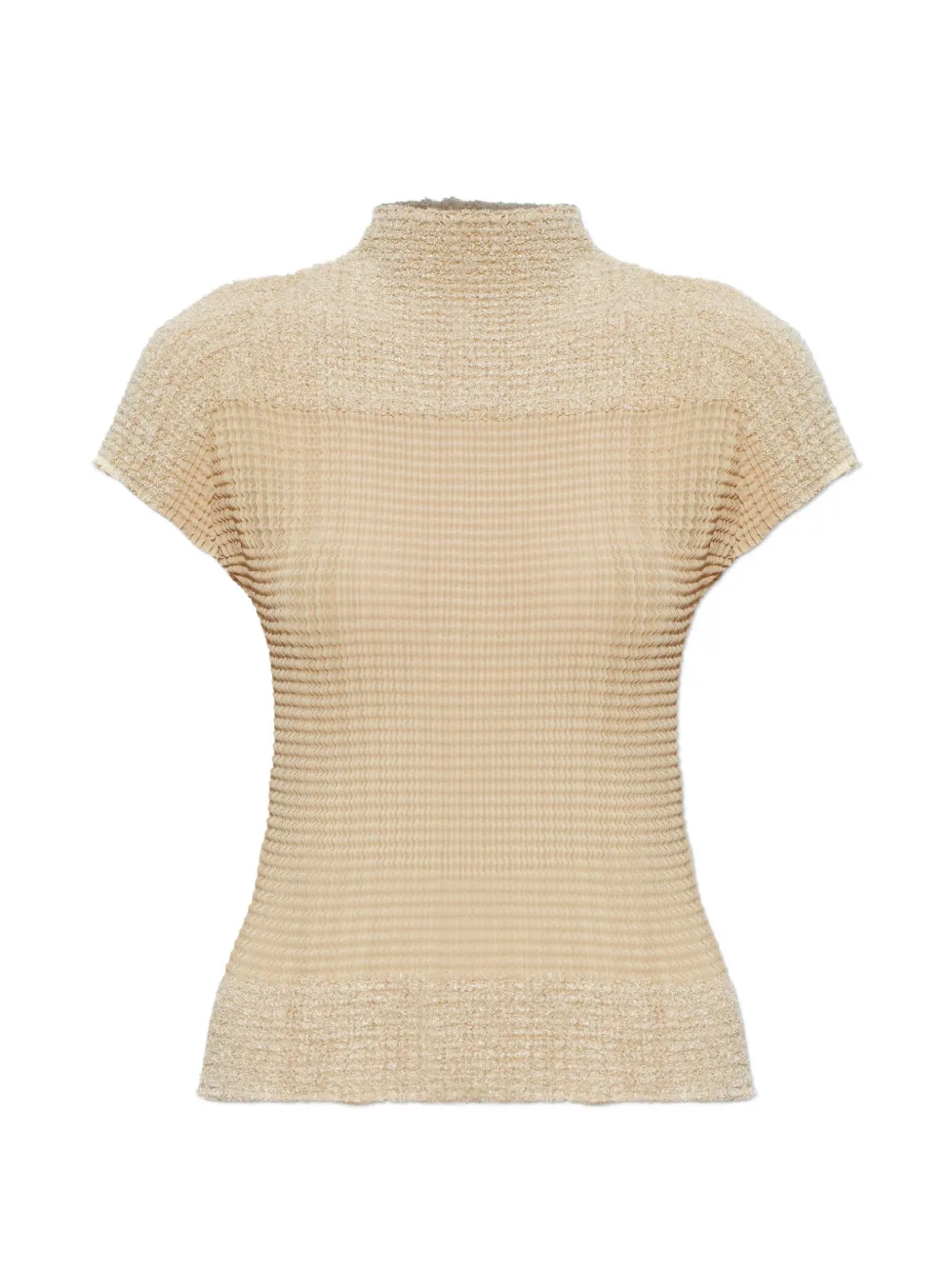 Issey Miyake pleated bouclé-knit top - Toni neutri