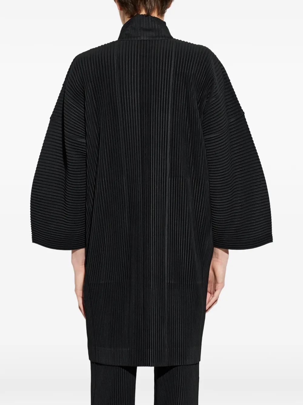 Homme Plissé Issey Miyake Pleated wide-sleeve Coat | Black | FARFETCH