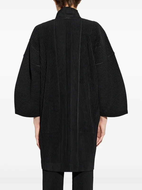 Homme Plissé Issey Miyake Pleated wide-sleeve Coat | Black | FARFETCH