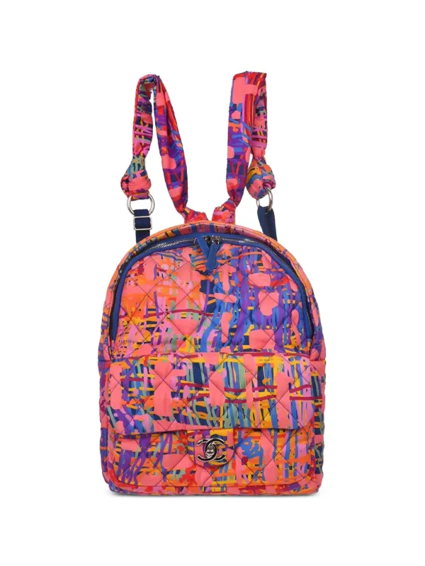 Chanel Pre-owned 2017 Abstract-print Quilted Backpack in Pink