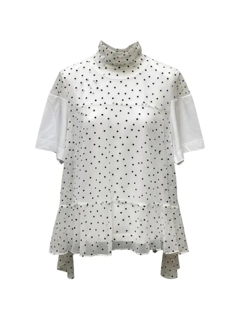 sacai t-shirt à pois et volants
