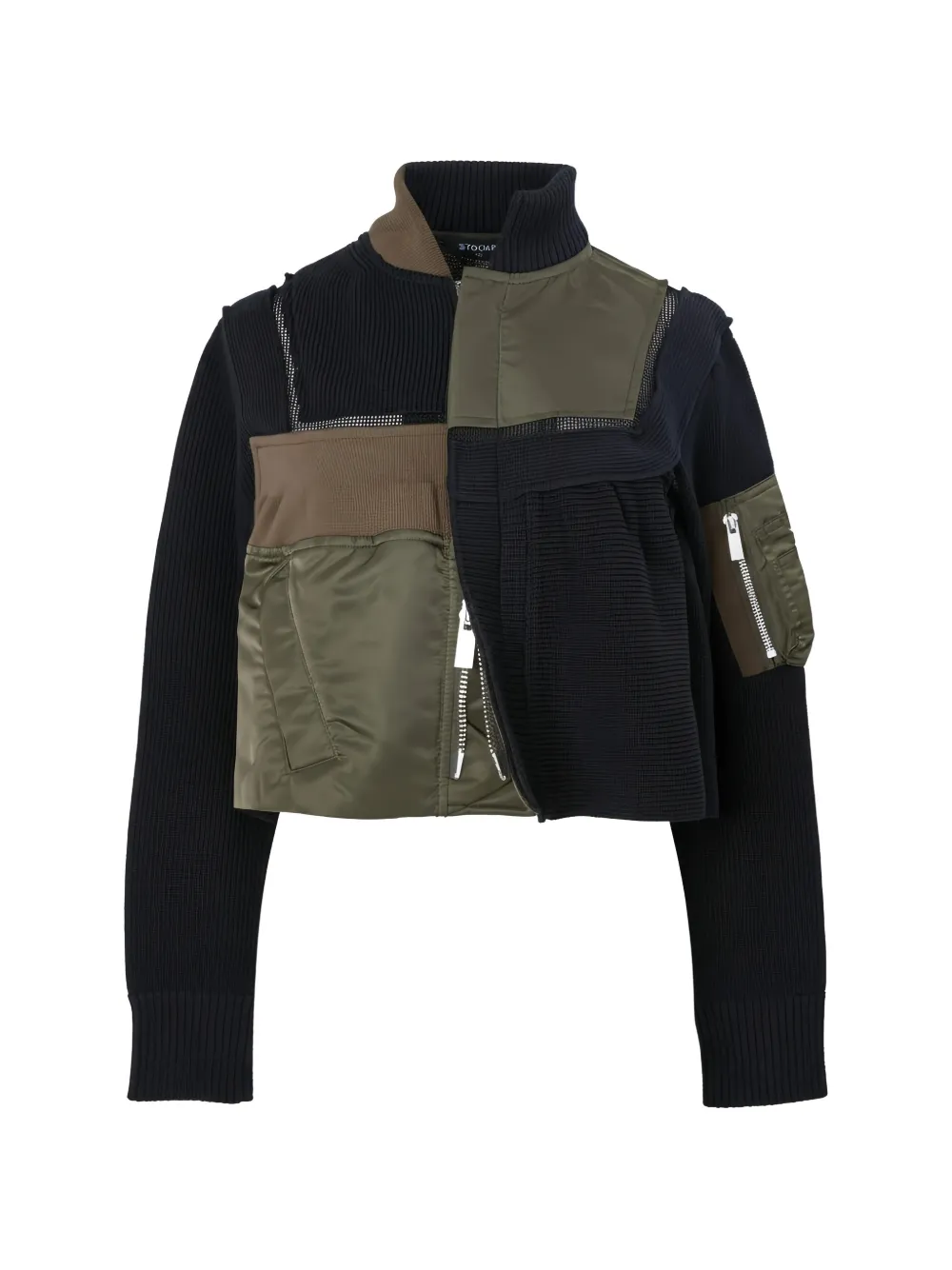 sacai panelled zip-up sweater - Blau
