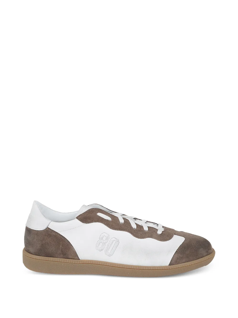 BE980 Harvard 4 suede-panelled embroidered low-top sneakers - Marrone